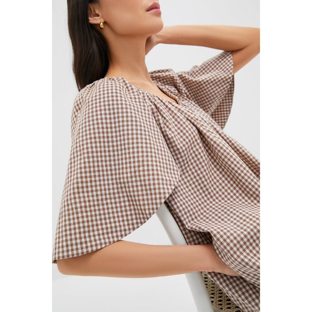 TUCKERNUCK X STUDIO MCGEE Mocha Cotton Gingham Finn Dress Size XXXL NWT - Picture 5 of 9